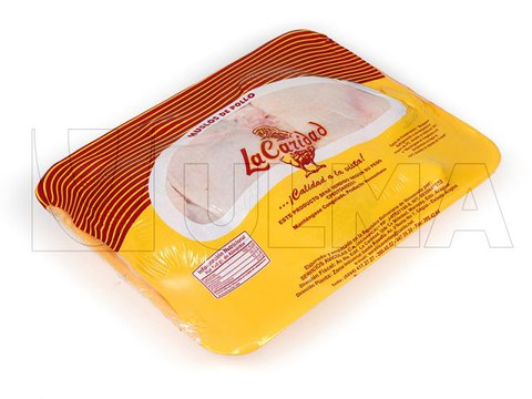 Confezionamento di cosce di pollo in flow pack (hffs) con film retraibile SES
