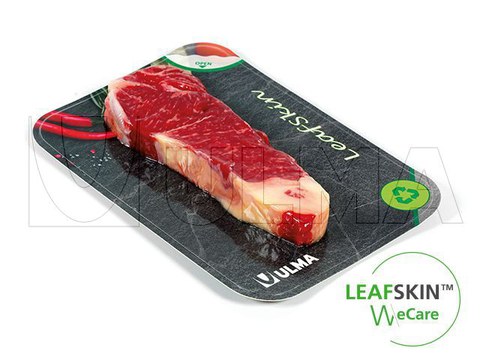 Confezionamento di carne in termosaldato con confezione sostenibile Leafskin (TM)