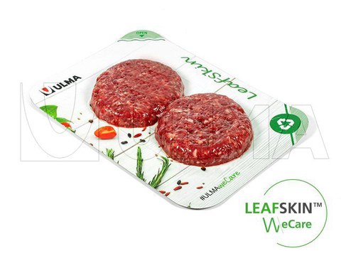 Confezionamento di hamburger con termosaldatrice in soluzione sostenibile Leafskin(TM)