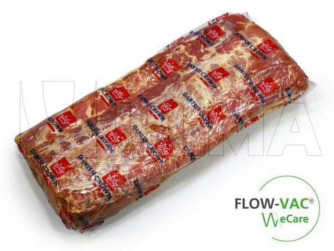 Confezionamento di tagli di carne con flow pack in sottovuoto