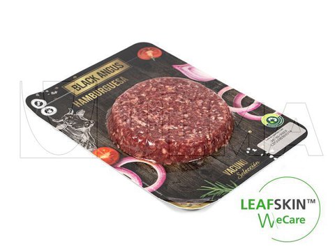 Confezionamento di hamburger con termosaldato in soluzione LeafSkin(TM)