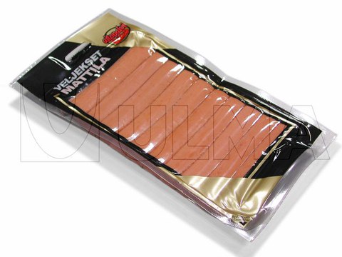 Confezionamento di wurstel con termoformatrice sottovuoto in film flessibile