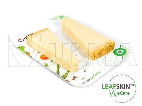 Confezionamento di formaggio parmigiano in termosaldato con soluzione sostenibile Leafskin(TM)