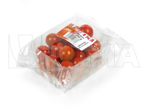 Confezionamento di pomodori cherry in vaschetta in flow pack (hffs)