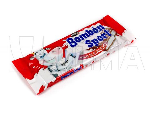 Confezionamento di barrette di cioccolato bombon sport in flow pack (hffs)