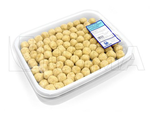 Confezionamento di crocchette di granchio in vaschetta termosaldata