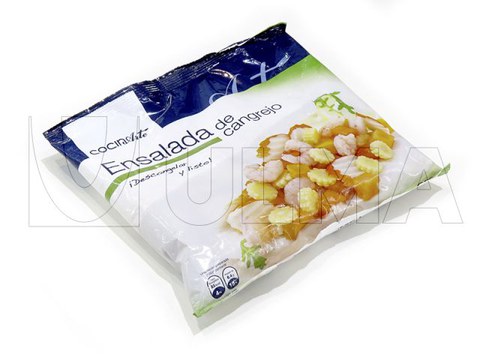 Confezionamento di gamberi in busta verticale