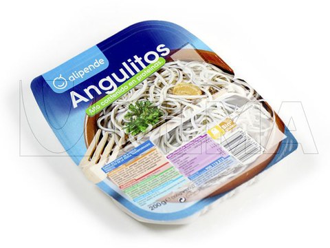 Confezionamento di anguille in film rigido termoformato