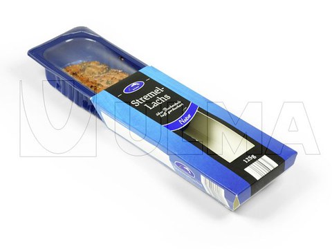 Confezionamento di salmone precotto film rigido termoformato