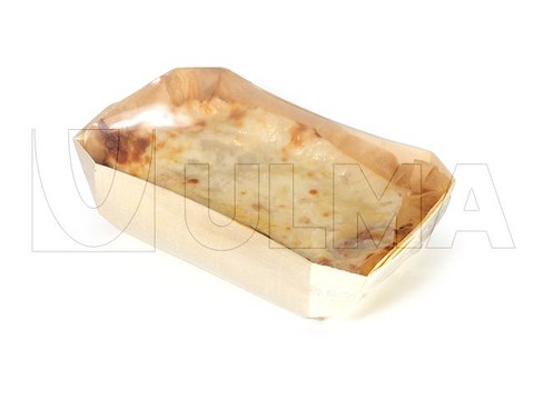 Confezionamento di lasagna in vaschetta di legno in flowpack (hffs) con film barriera retraibile