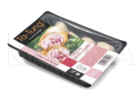 Confezionamento di rotoli di prosciutto e formaggio termoformato con atmosfera modificata (MAP)